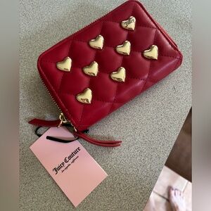 Juicy Couture Cool Red Colorful Love Medium Double Zip Around Wallet